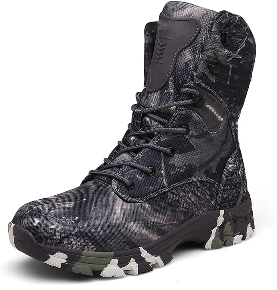 Men Special Force Tactical Boots, Outdoor Non-Slip Desert Combat Shoes, Camo Waterproof Military Hunting Boots