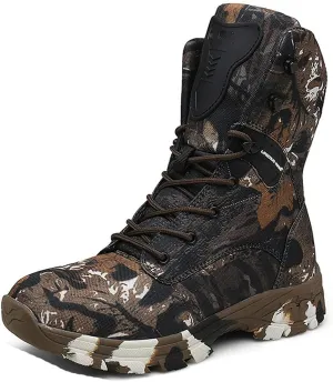 Men Special Force Tactical Boots, Outdoor Non-Slip Desert Combat Shoes, Camo Waterproof Military Hunting Boots