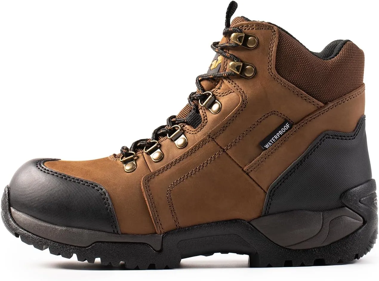 Men's 6''Heavy Duty Work Boots,Waterproof,Nubuck Leather,Slip-Resistant, ASTM, EH, Industrial & Construction Work Boots for Men GR1128