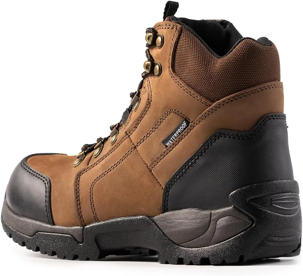 Men's 6''Heavy Duty Work Boots,Waterproof,Nubuck Leather,Slip-Resistant, ASTM, EH, Industrial & Construction Work Boots for Men GR1128