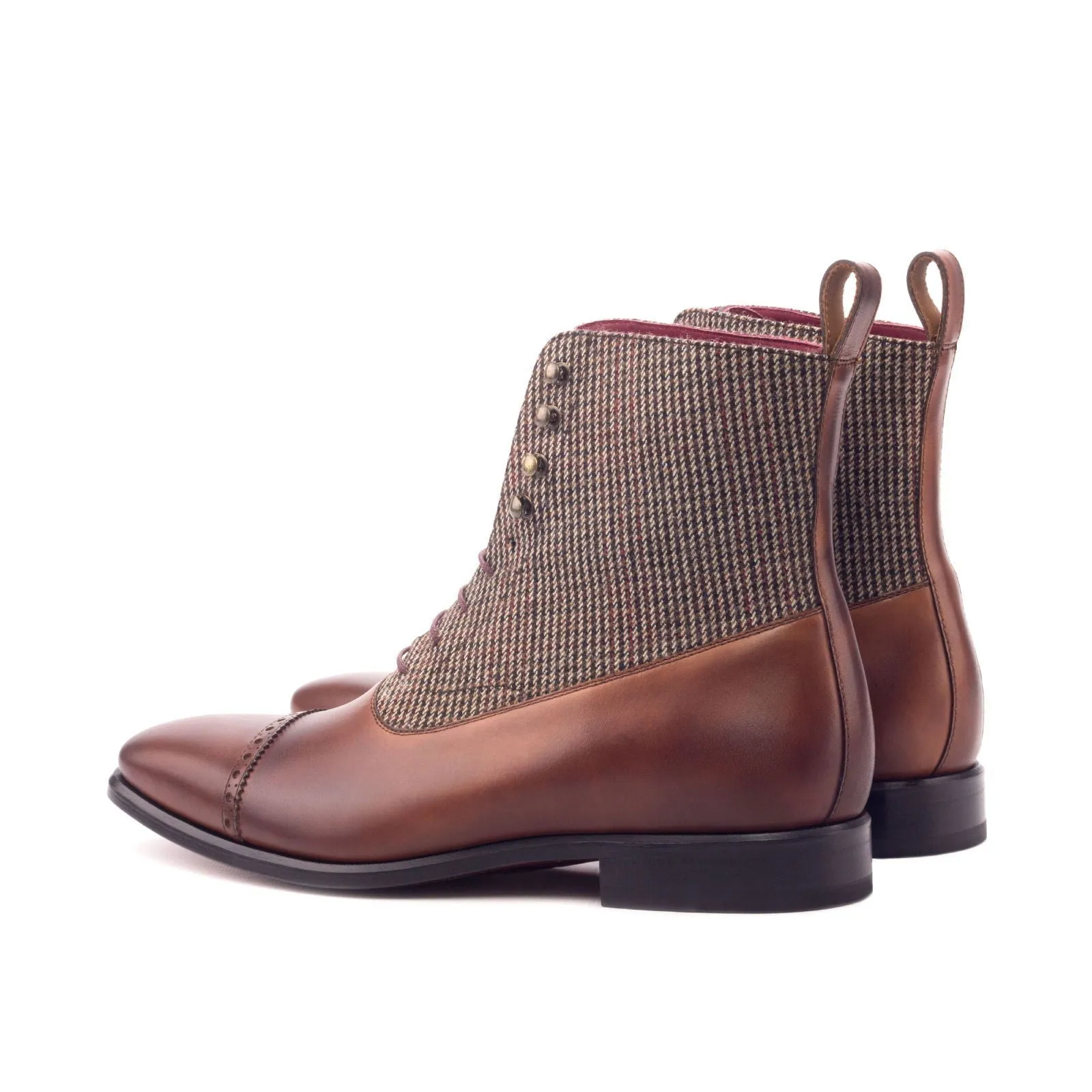 Men's Balmoral Leather Boots Wide Plus Size Brown Dark Brown 3133