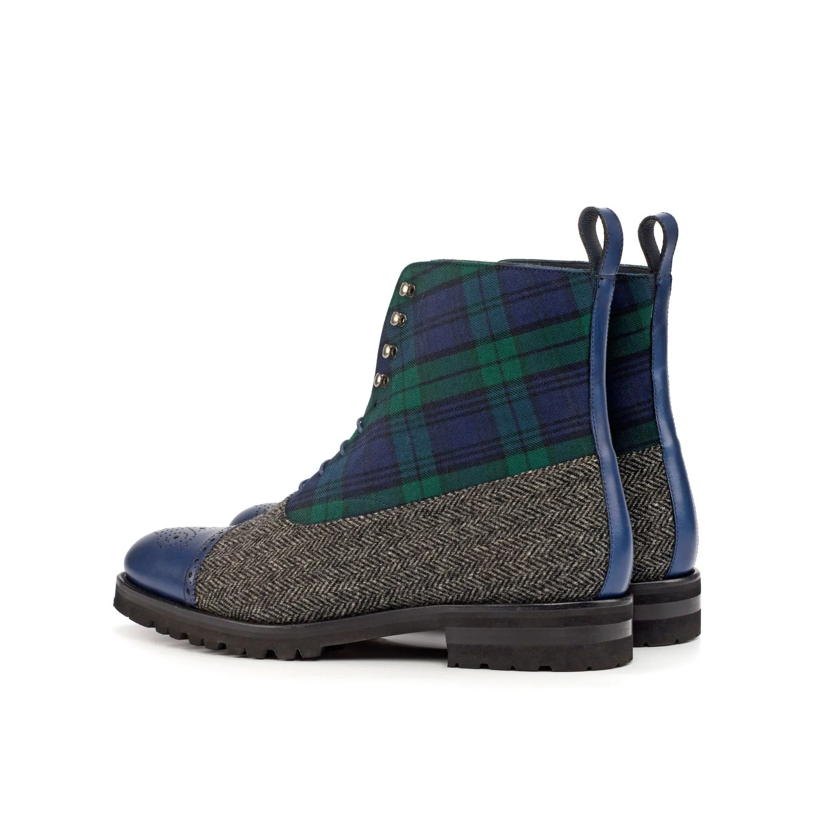 Men's Balmoral Leather Boots Wide Plus Size Green Grey 4566