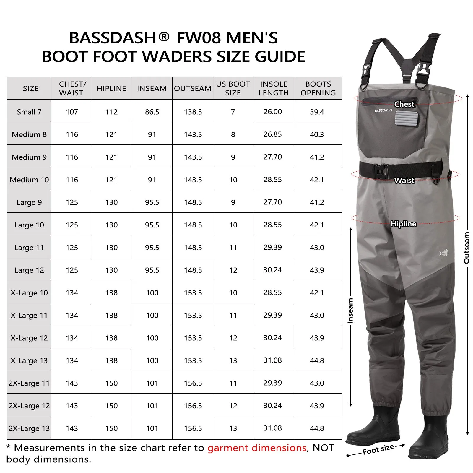 Men’s Breathable Chest Waders Boot Foot FW08