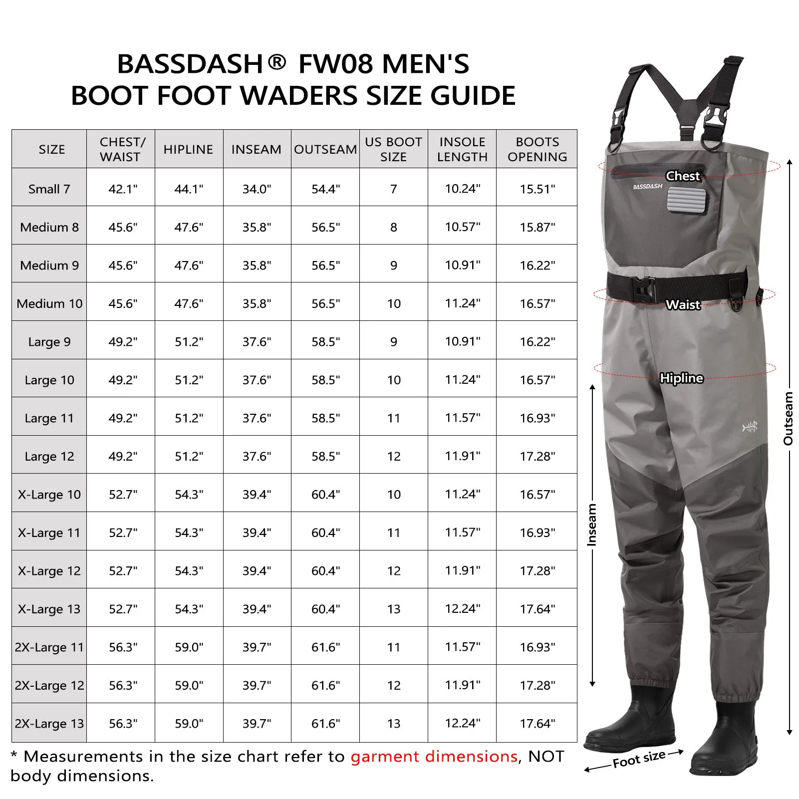Men’s Breathable Chest Waders Boot Foot FW08