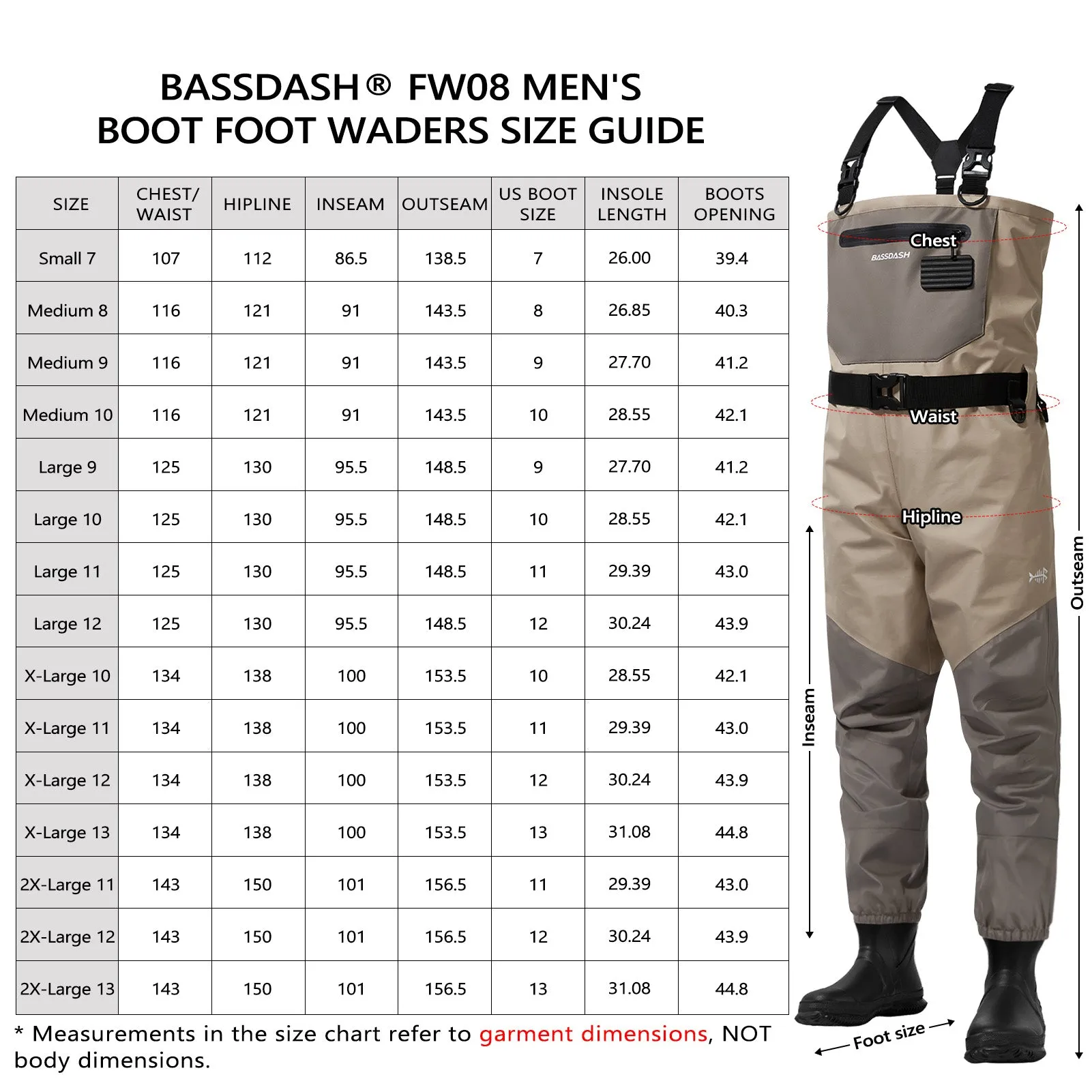 Men’s Breathable Chest Waders Boot Foot FW08