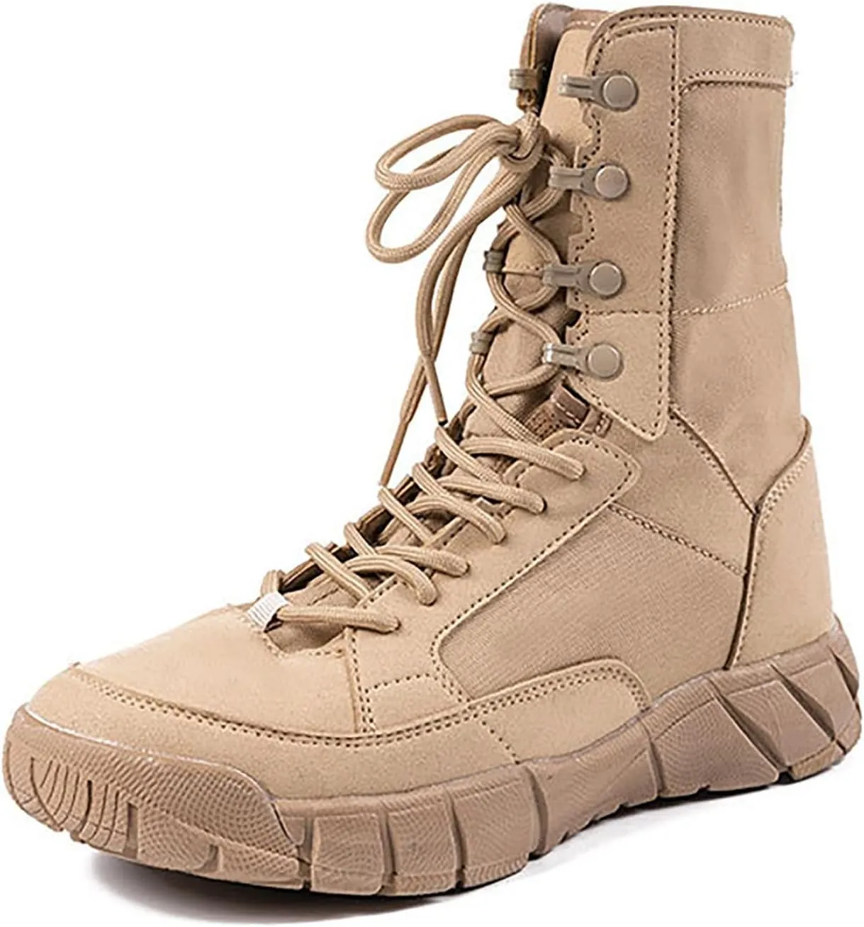 Men's Breathable Military Boots, Lightweight Durable Suede Leather Rubber Outsole Combat Boots, for Outdoor Hiking Non-slip Sports Tactical Desert Boots