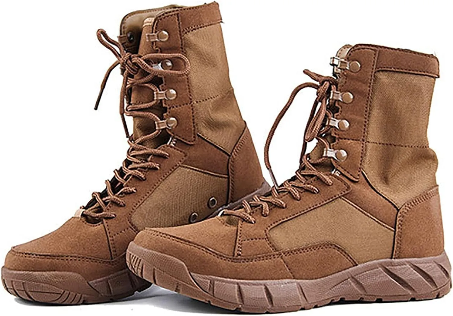 Men's Breathable Military Boots, Lightweight Durable Suede Leather Rubber Outsole Combat Boots, for Outdoor Hiking Non-slip Sports Tactical Desert Boots