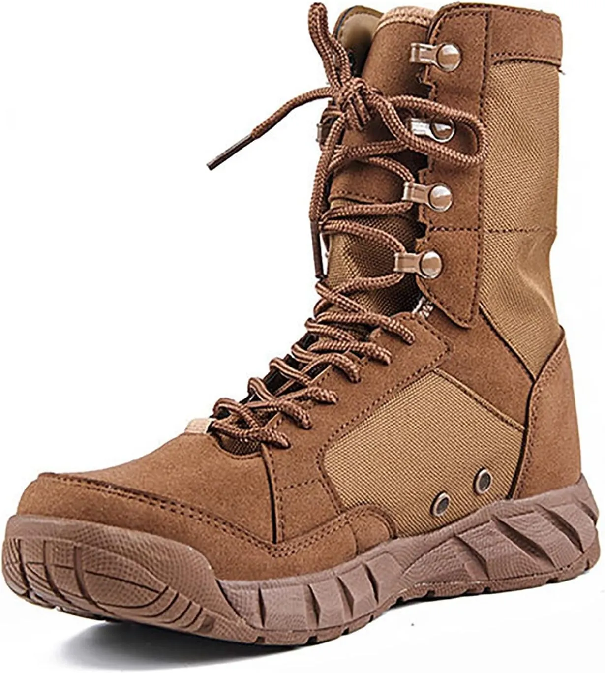 Men's Breathable Military Boots, Lightweight Durable Suede Leather Rubber Outsole Combat Boots, for Outdoor Hiking Non-slip Sports Tactical Desert Boots