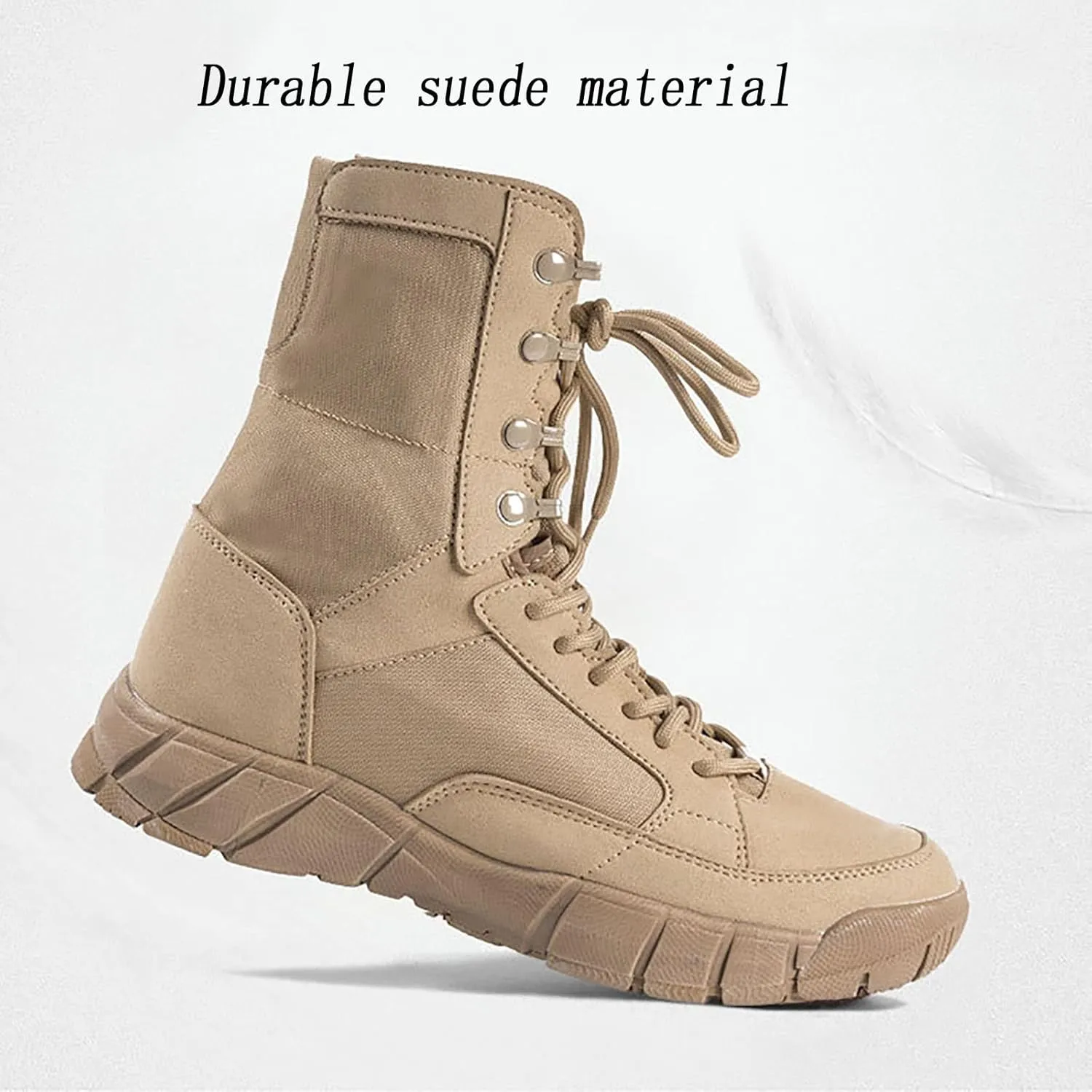 Men's Breathable Military Boots, Lightweight Durable Suede Leather Rubber Outsole Combat Boots, for Outdoor Hiking Non-slip Sports Tactical Desert Boots