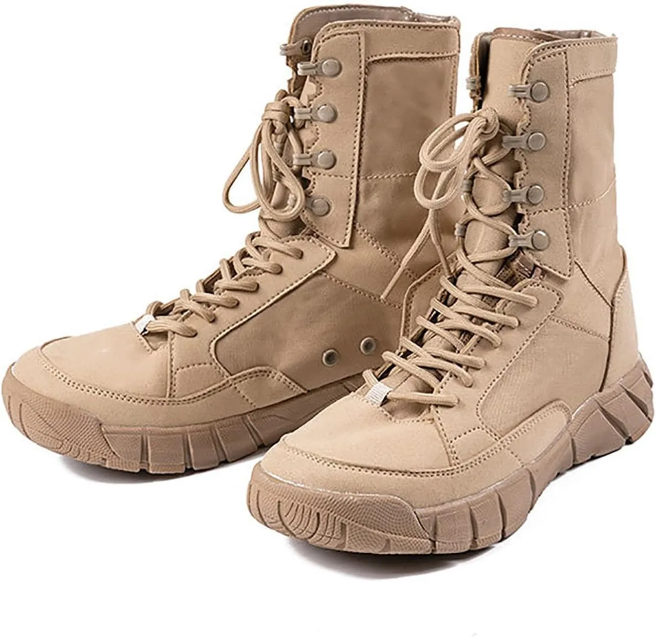 Men's Breathable Military Boots, Lightweight Durable Suede Leather Rubber Outsole Combat Boots, for Outdoor Hiking Non-slip Sports Tactical Desert Boots