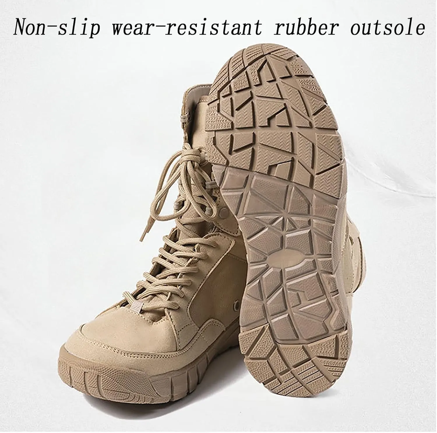 Men's Breathable Military Boots, Lightweight Durable Suede Leather Rubber Outsole Combat Boots, for Outdoor Hiking Non-slip Sports Tactical Desert Boots