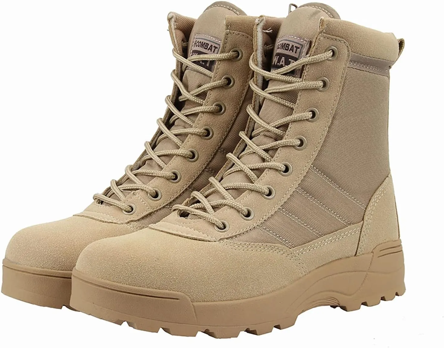 Men's Breathable Military Boots, Outdoor Lace-up Sports Durable Rubber Sole Combat Hunting Boots, for Hiking Desert Zipper Military Tactical Boots for Men