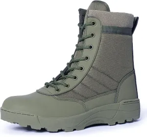 Men's Breathable Military Boots, Outdoor Lace-up Sports Durable Rubber Sole Combat Hunting Boots, for Hiking Desert Zipper Military Tactical Boots for Men