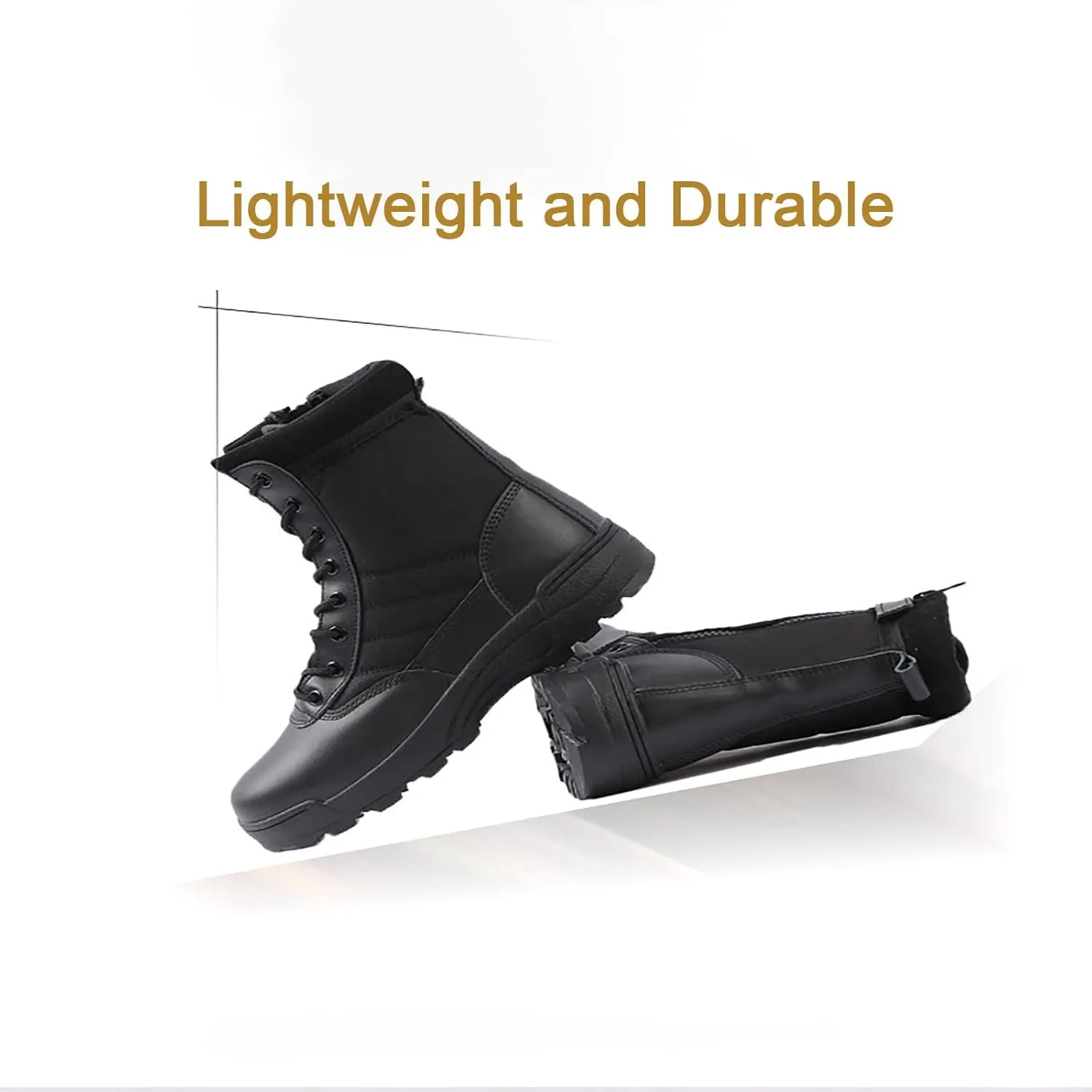 Men's Breathable Military Boots, Outdoor Lace-up Sports Durable Rubber Sole Combat Hunting Boots, for Hiking Desert Zipper Military Tactical Boots for Men
