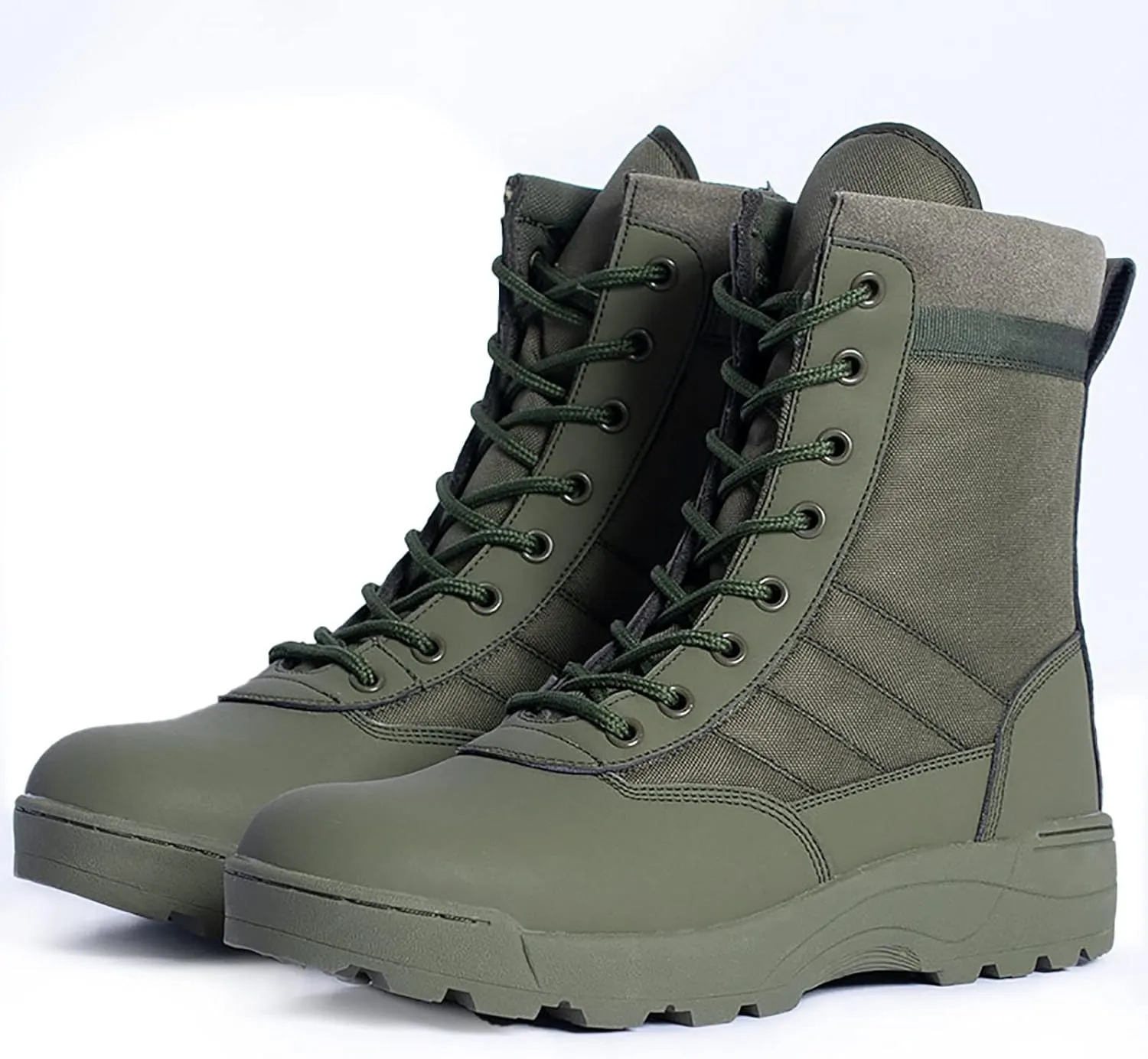 Men's Breathable Military Boots, Outdoor Lace-up Sports Durable Rubber Sole Combat Hunting Boots, for Hiking Desert Zipper Military Tactical Boots for Men