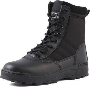 Men's Breathable Military Boots, Outdoor Lace-up Sports Durable Rubber Sole Combat Hunting Boots, for Hiking Desert Zipper Military Tactical Boots for Men
