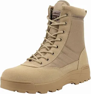 Men's Breathable Military Boots, Outdoor Lace-up Sports Durable Rubber Sole Combat Hunting Boots, for Hiking Desert Zipper Military Tactical Boots for Men