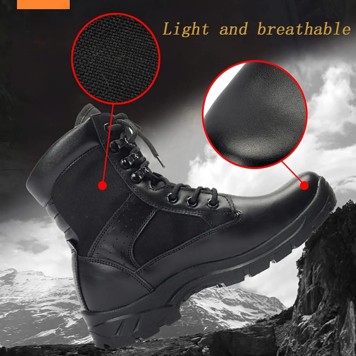 Men's Breathable Military Boots, Outdoor Lightweight Comfort Durablecombat Military Boots, for Desert Hiking Lace Up Sports Combat Hunting Boots