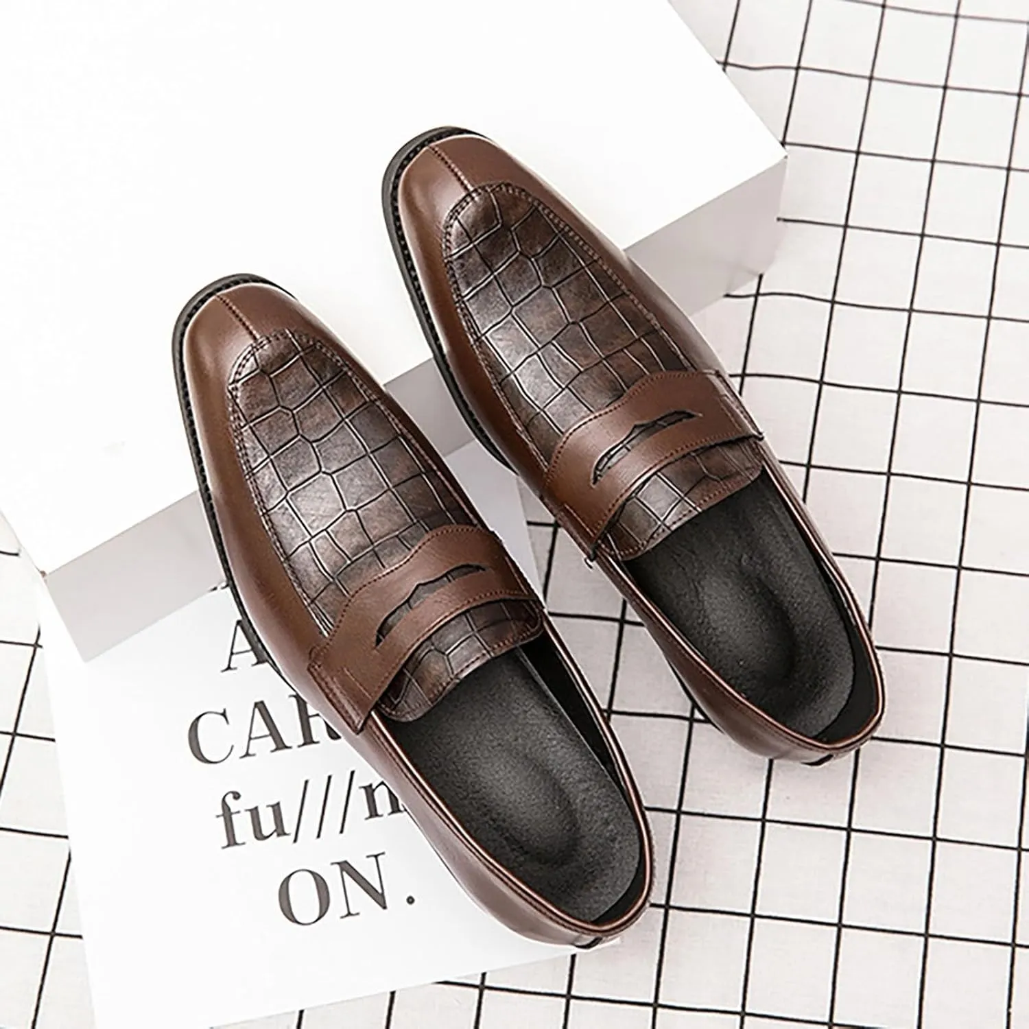 Men's Business Lace Up Casual Leather Shoes Fashion Breathable Comfortable Casual Solid Color Dress Shoes