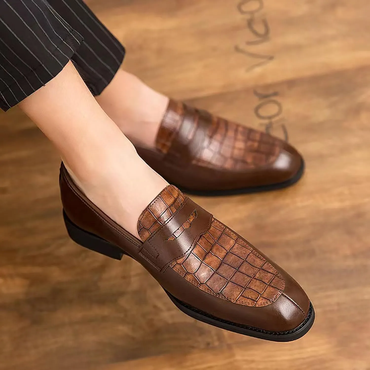 Men's Business Lace Up Casual Leather Shoes Fashion Breathable Comfortable Casual Solid Color Dress Shoes