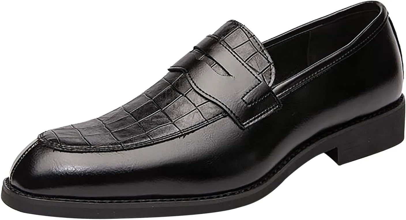 Men's Business Lace Up Casual Leather Shoes Fashion Breathable Comfortable Casual Solid Color Dress Shoes