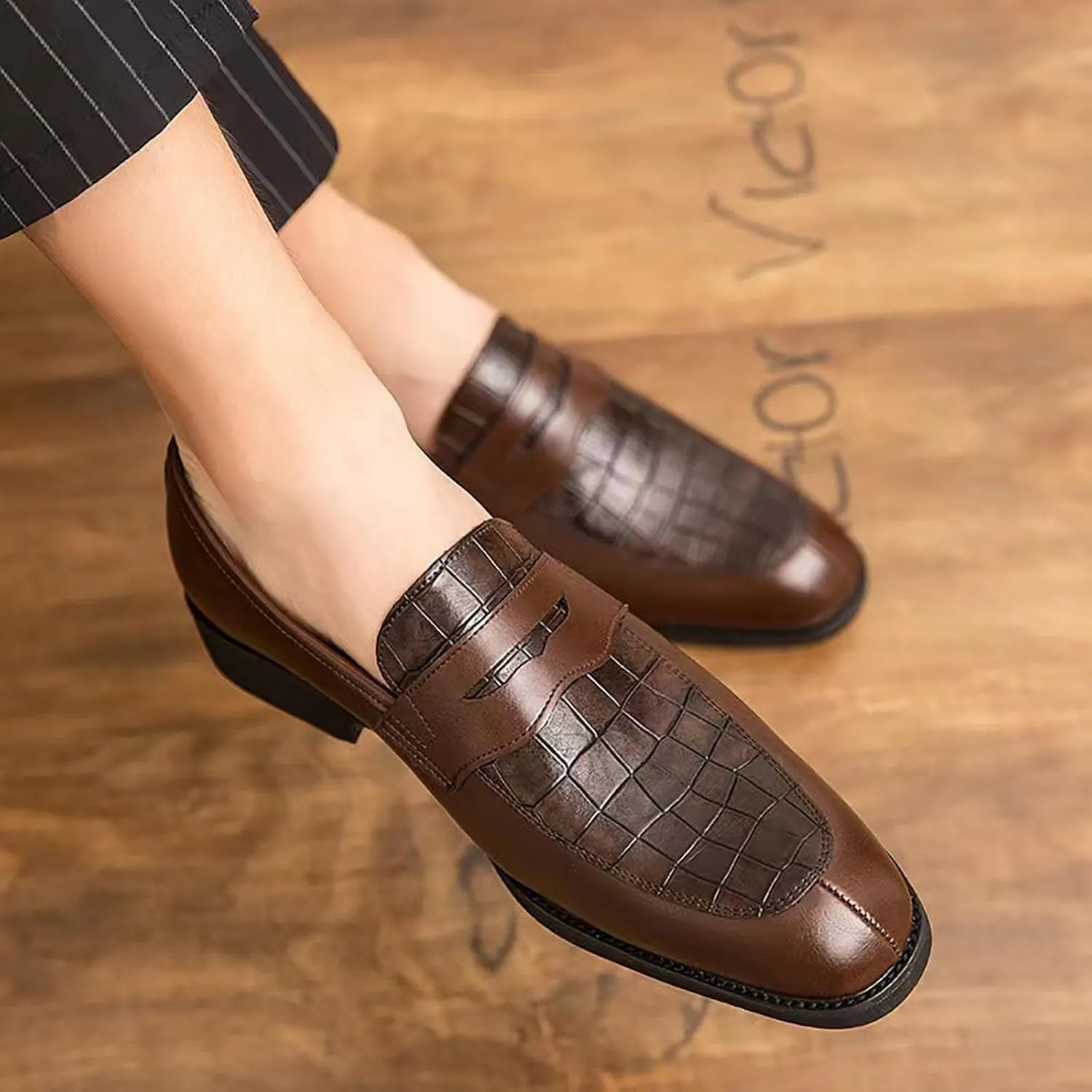 Men's Business Lace Up Casual Leather Shoes Fashion Breathable Comfortable Casual Solid Color Dress Shoes