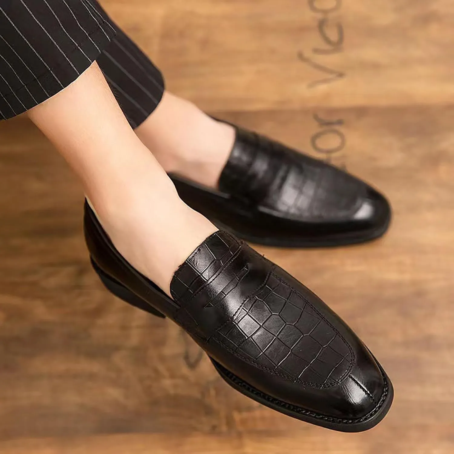 Men's Business Lace Up Casual Leather Shoes Fashion Breathable Comfortable Casual Solid Color Dress Shoes