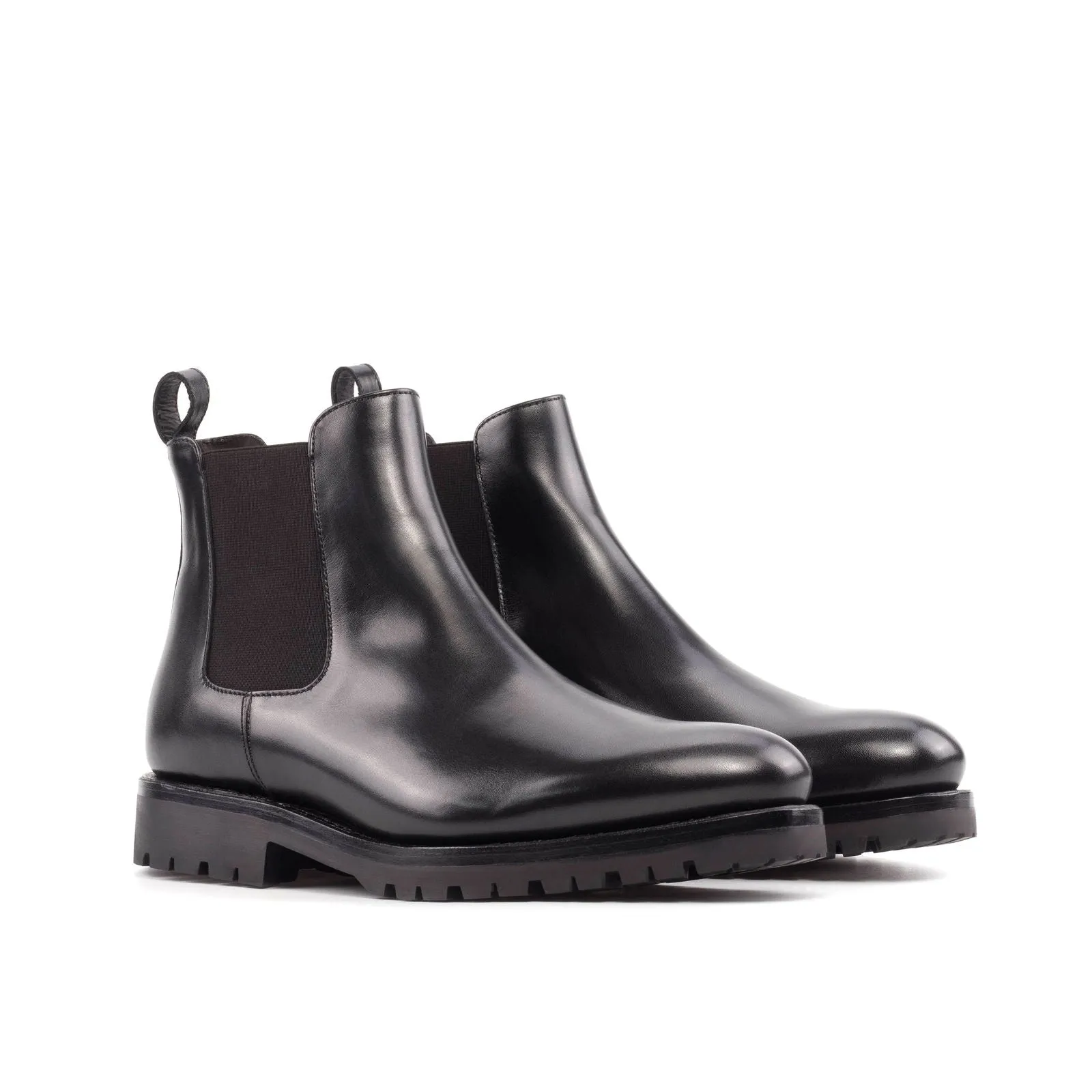 Men's Chelsea Boots Classic Leather Goodyear Welt Wide Plus Size Black 5653