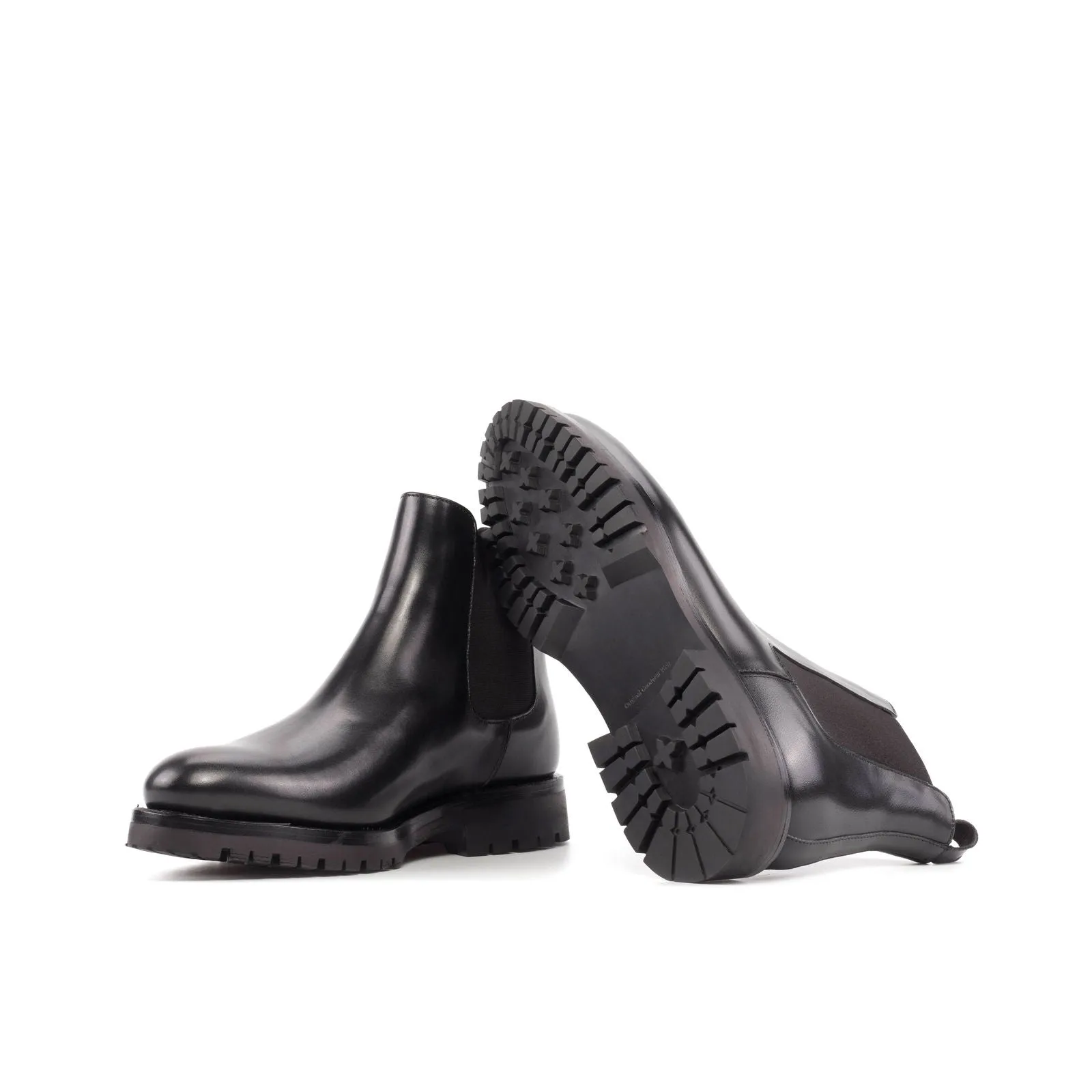 Men's Chelsea Boots Classic Leather Goodyear Welt Wide Plus Size Black 5653