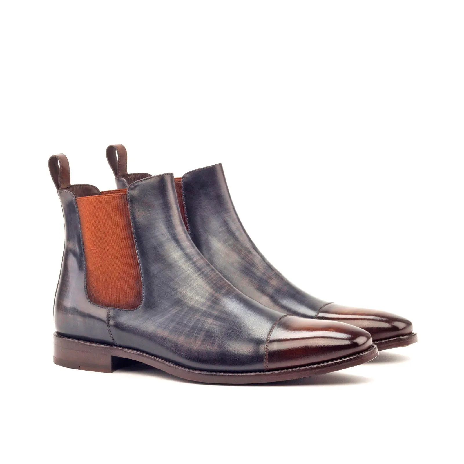 Men's Chelsea Boots Classic Patina Leather Wide Plus Size Grey Brown 2932