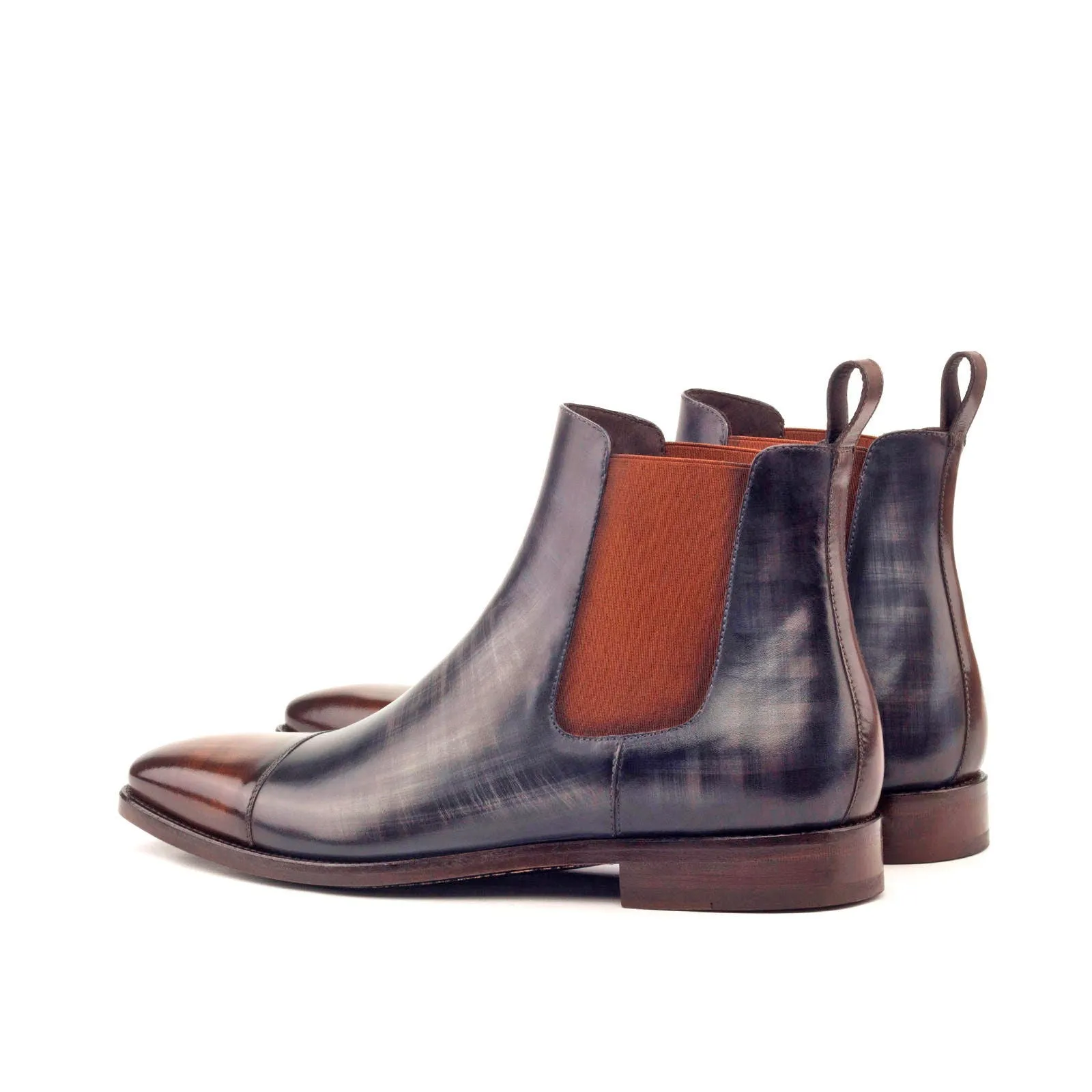 Men's Chelsea Boots Classic Patina Leather Wide Plus Size Grey Brown 2932