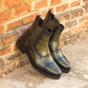 Men's Chelsea Multi Boots Patina Goodyear Welt Wide Plus Size Green 3694