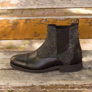 Men's Chelsea Multi Leather Boots Wide Plus Size Grey Black 2812