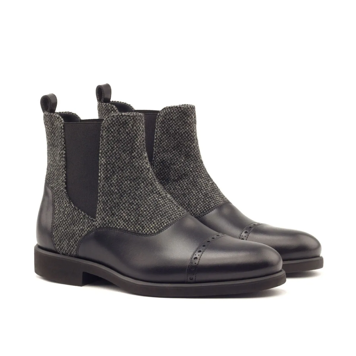 Men's Chelsea Multi Leather Boots Wide Plus Size Grey Black 2812