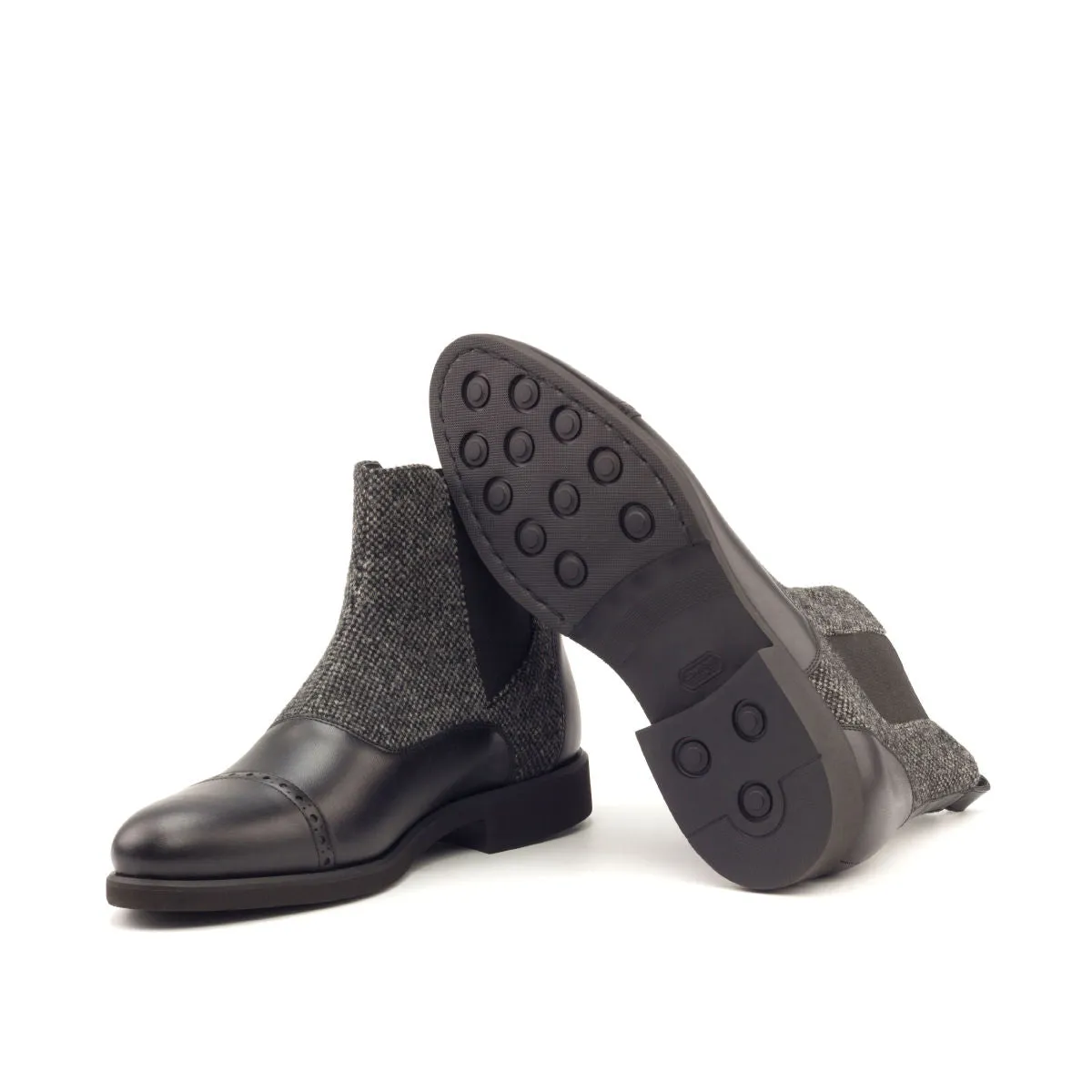 Men's Chelsea Multi Leather Boots Wide Plus Size Grey Black 2812