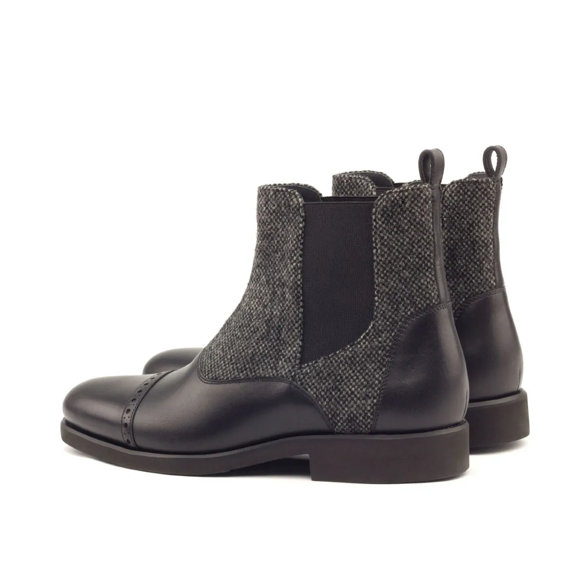 Men's Chelsea Multi Leather Boots Wide Plus Size Grey Black 2812