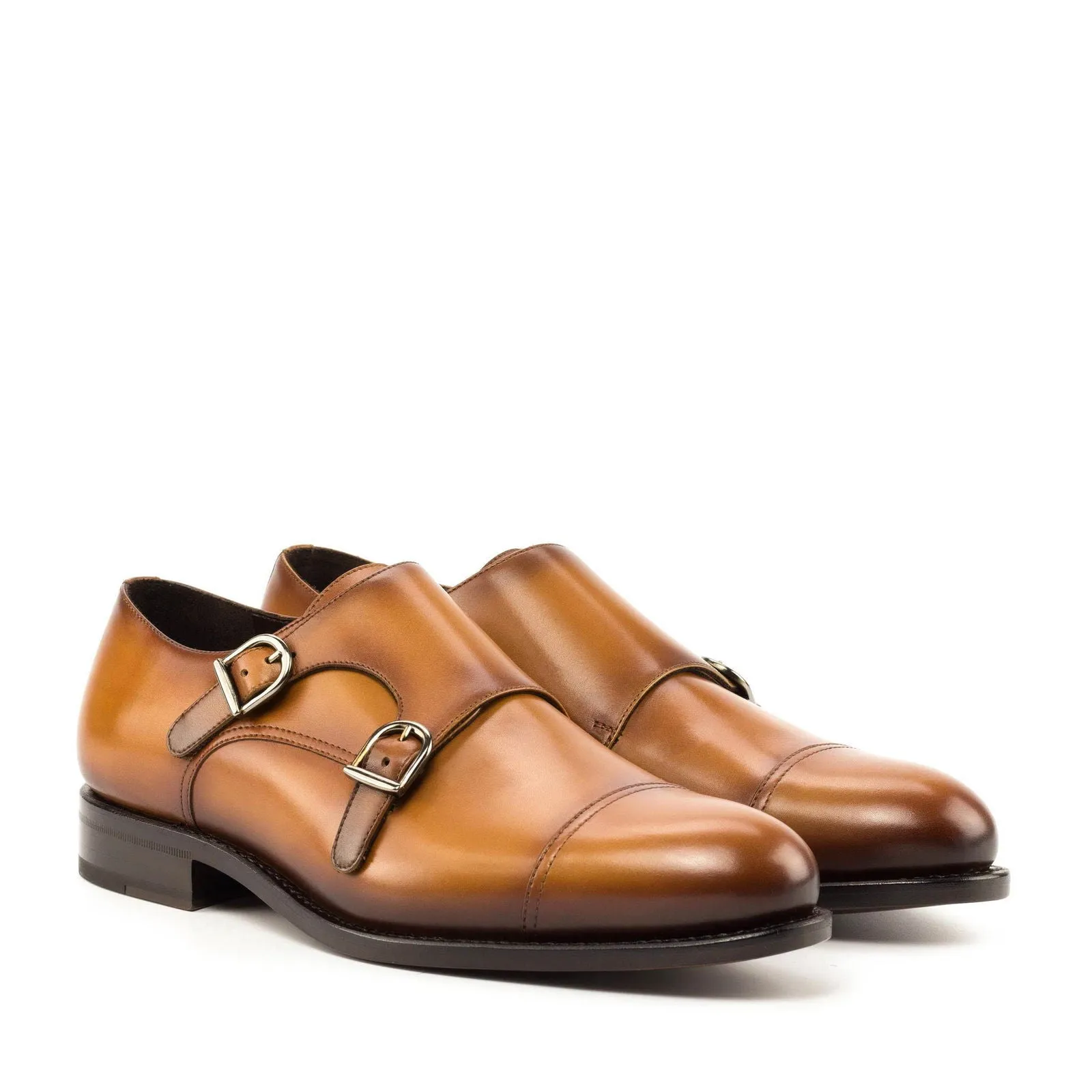 Men's Double Monk Leather Shoes Wide Plus Size 5986