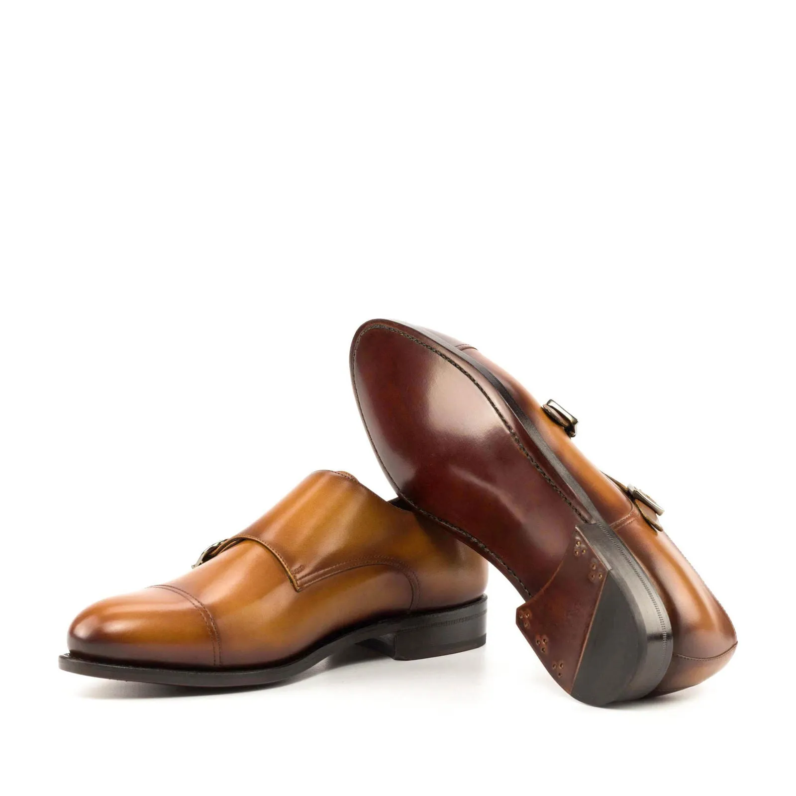 Men's Double Monk Leather Shoes Wide Plus Size 5986