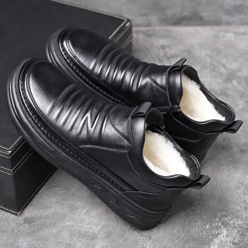 Men's fleece high top anti-slip shoes