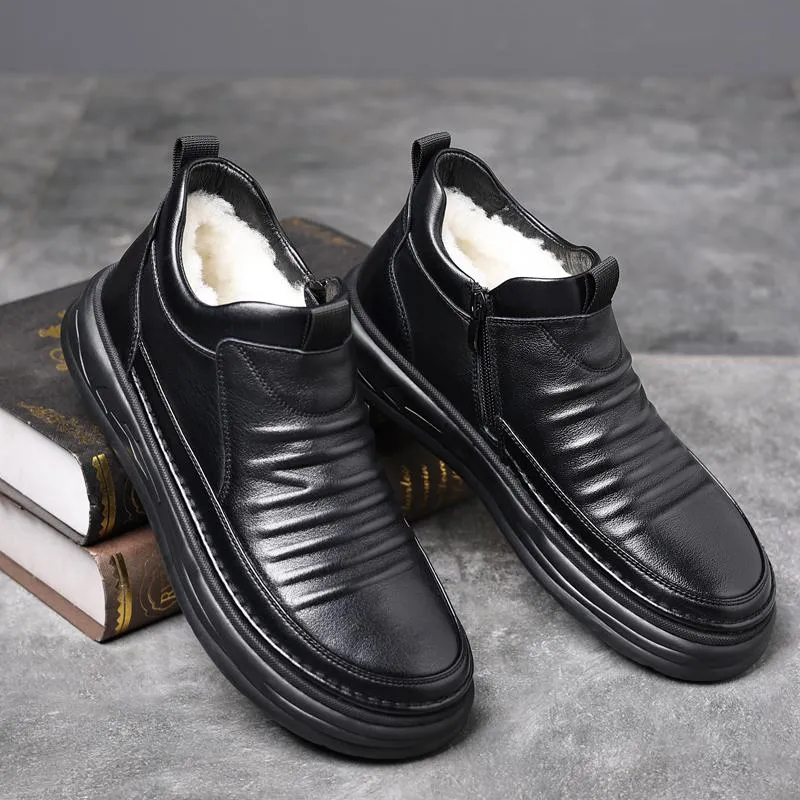 Men's fleece high top anti-slip shoes