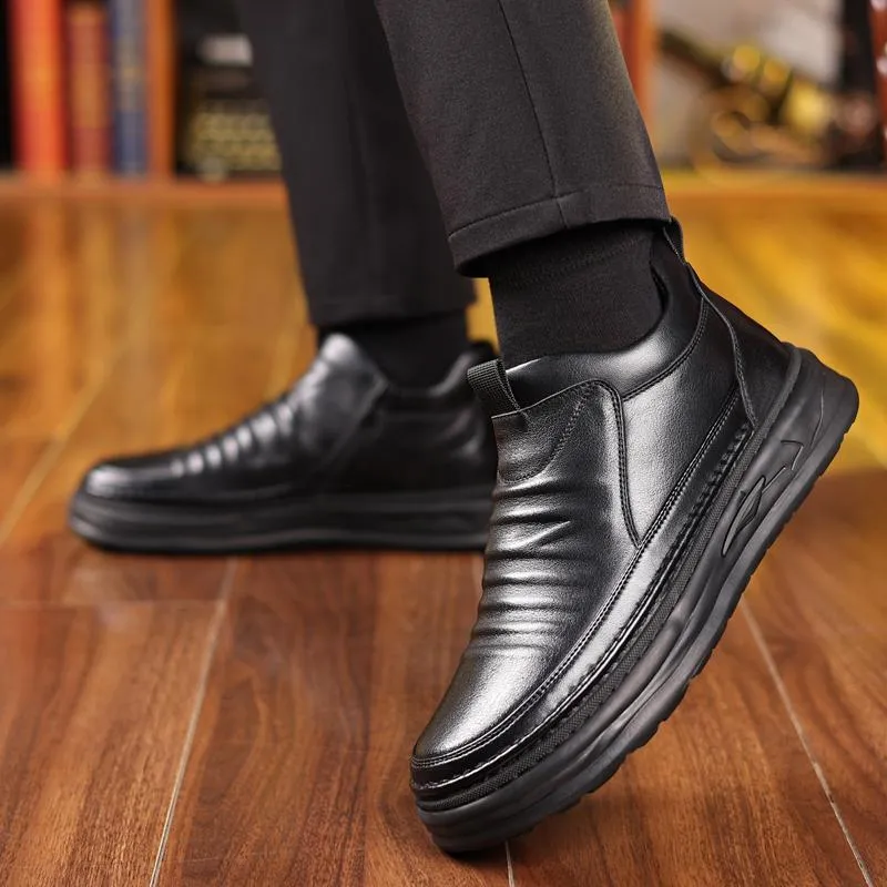 Men's fleece high top anti-slip shoes