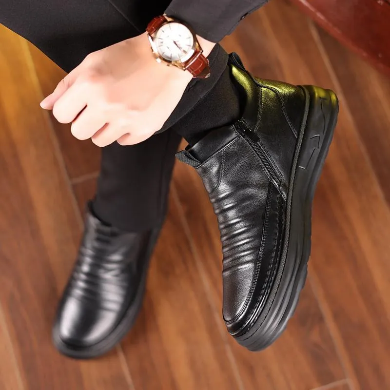 Men's fleece high top anti-slip shoes