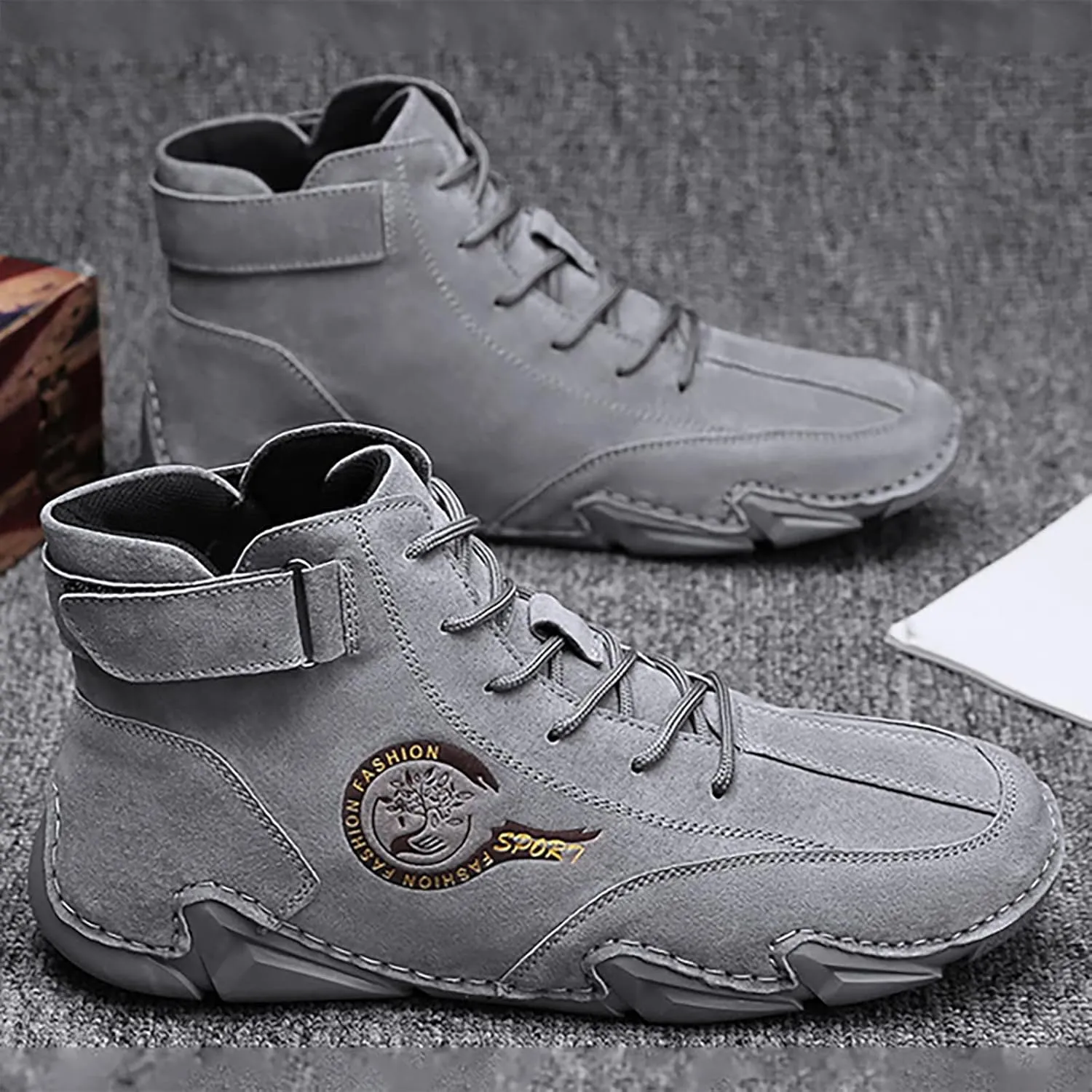 Men's High Top Hiking Shoes Lace Up Round Toe Athletic Sneaker Business Casual Shoes Comfort Formal Dress Shoe