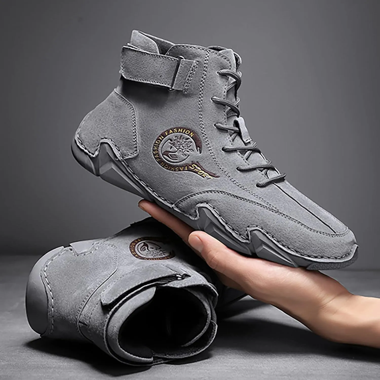 Men's High Top Hiking Shoes Lace Up Round Toe Athletic Sneaker Business Casual Shoes Comfort Formal Dress Shoe