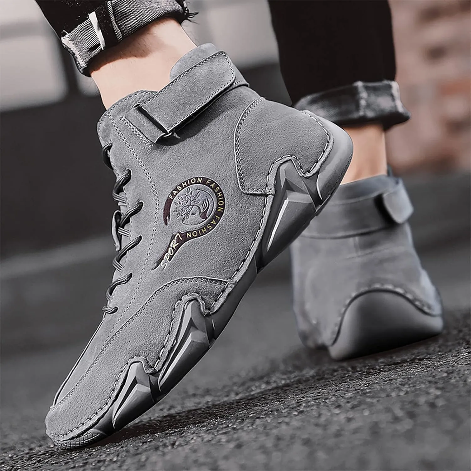 Men's High Top Hiking Shoes Lace Up Round Toe Athletic Sneaker Business Casual Shoes Comfort Formal Dress Shoe