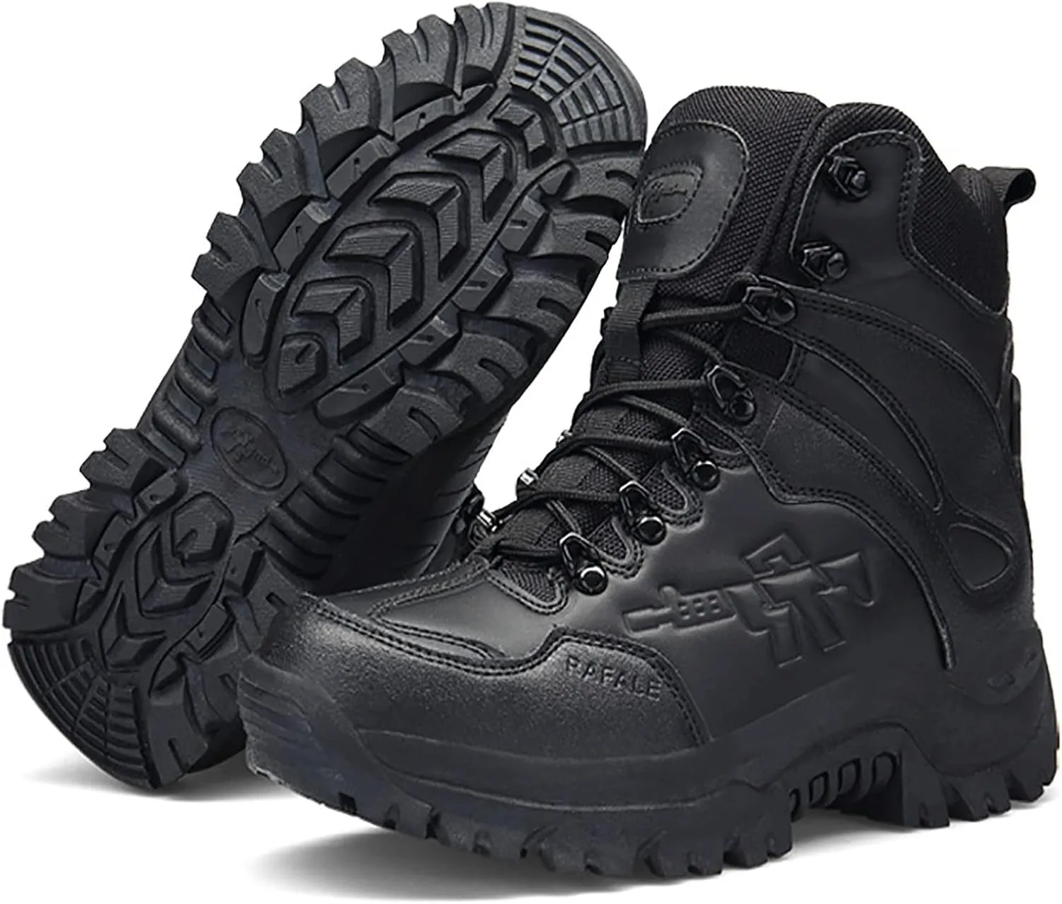 Mens High-top Outdoor Combat Boots, Durable Suede Leather and Rubber Sole Military Work and Desert Boots, for Hiking Camping Lace-up Sports Trekking Boots