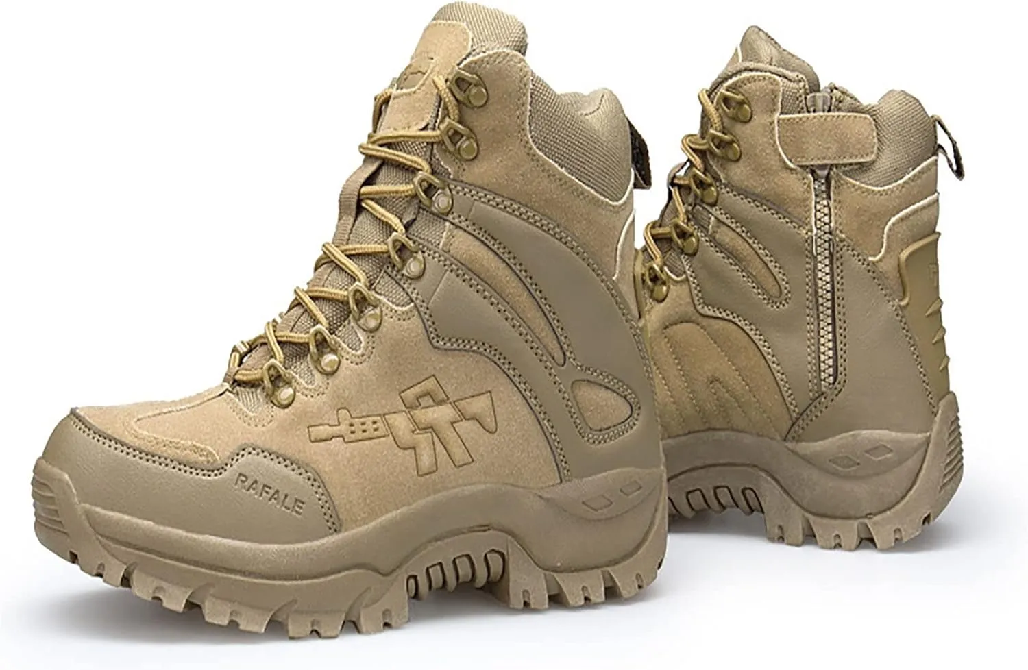 Mens High-top Outdoor Combat Boots, Durable Suede Leather and Rubber Sole Military Work and Desert Boots, for Hiking Camping Lace-up Sports Trekking Boots