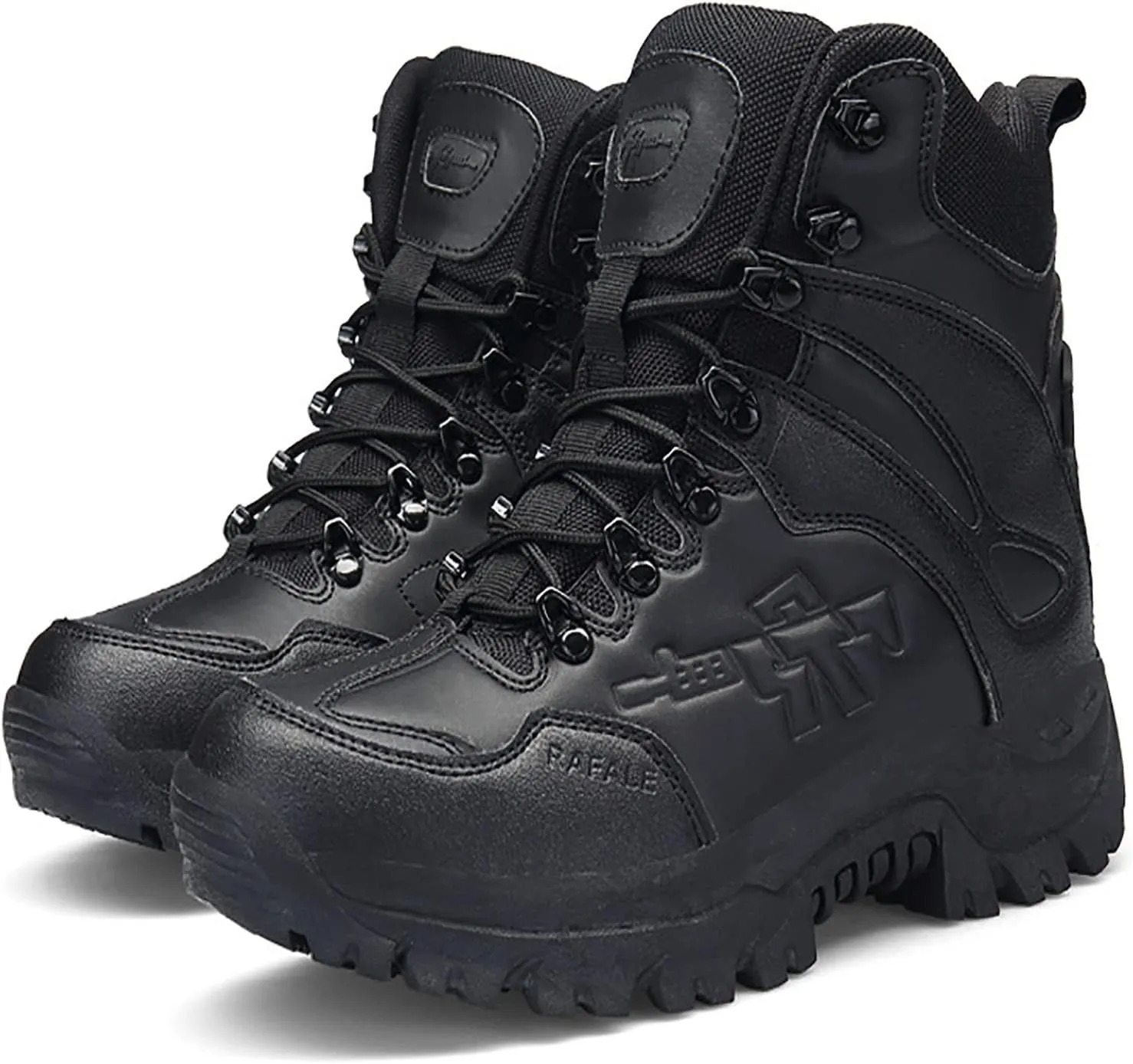 Mens High-top Outdoor Combat Boots, Durable Suede Leather and Rubber Sole Military Work and Desert Boots, for Hiking Camping Lace-up Sports Trekking Boots
