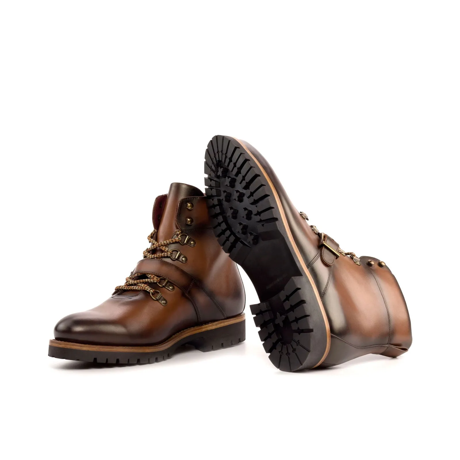 Men's Hiking Leather Boots Goodyear Welt Wide Plus Size Brown 5196