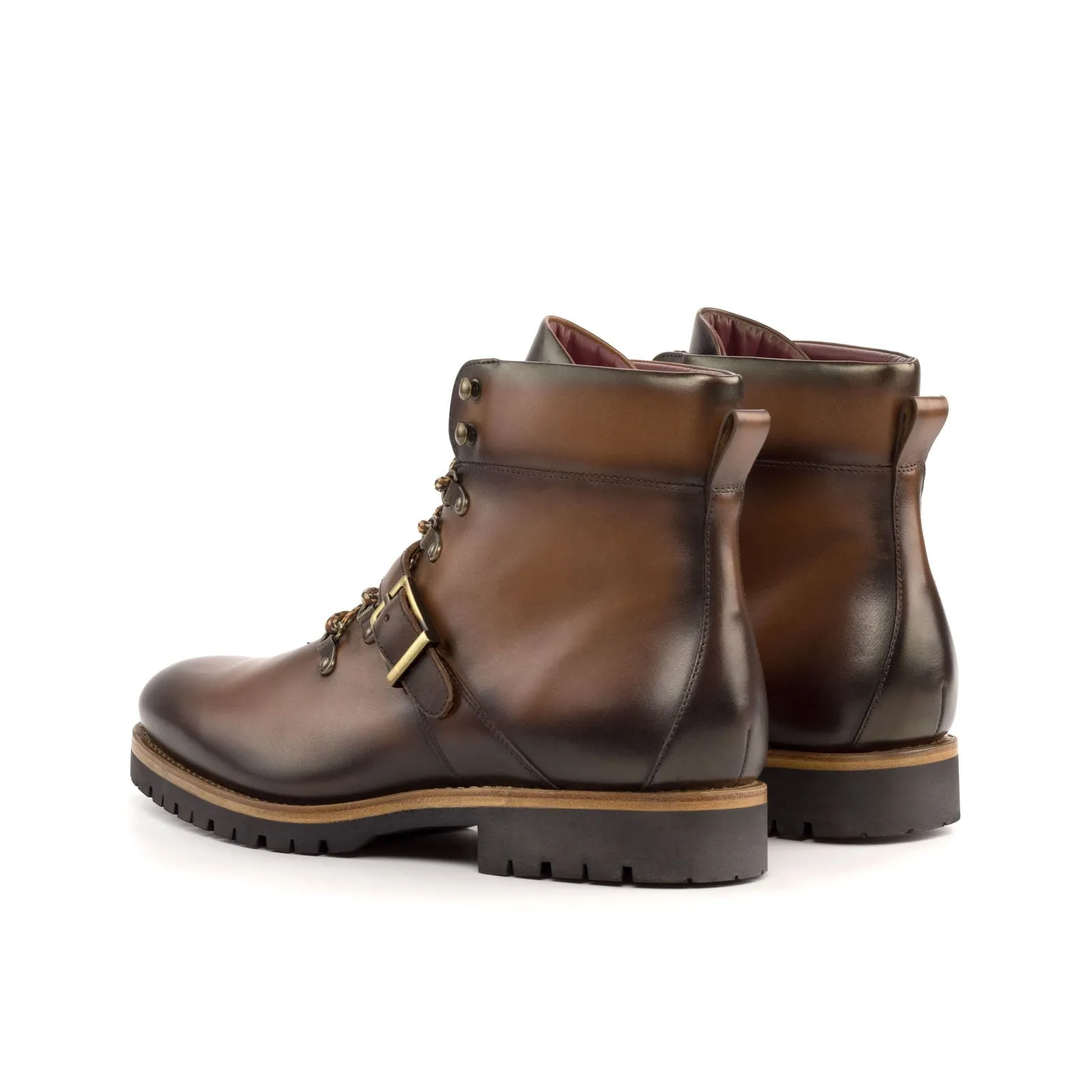 Men's Hiking Leather Boots Goodyear Welt Wide Plus Size Brown 5196